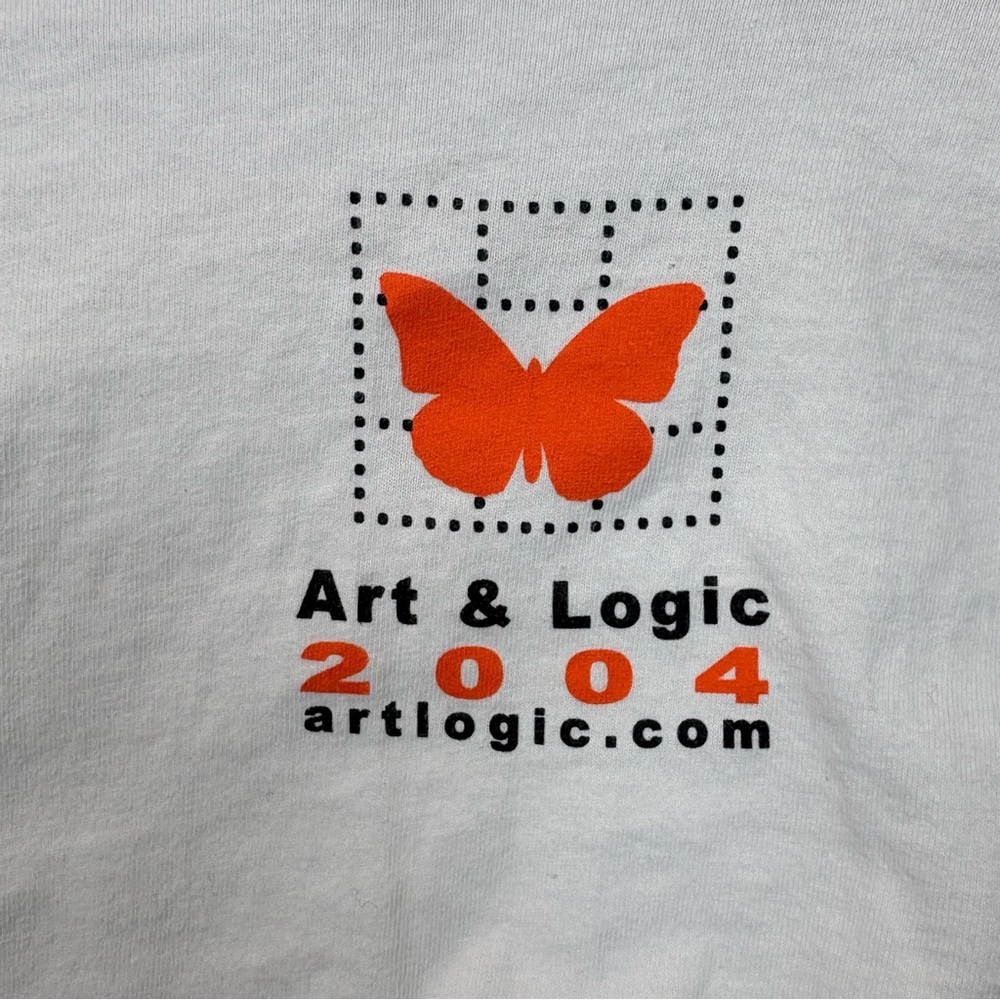 Hanes Hefty 2004 Graphic T-Shirt Art and Logic with Orange Butterfly Print - Picture 6 of 10